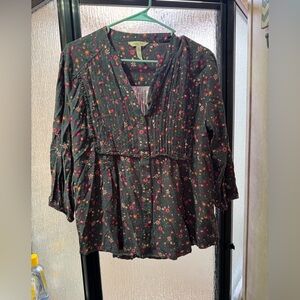 Matilda Jane Black Pleated Bib Collar Blouse